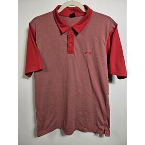 Oakley Men's Red Striped Polo Size M Collared Golf Shirt